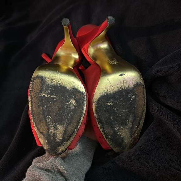 Mina red satin high heels - Picture 6 of 8